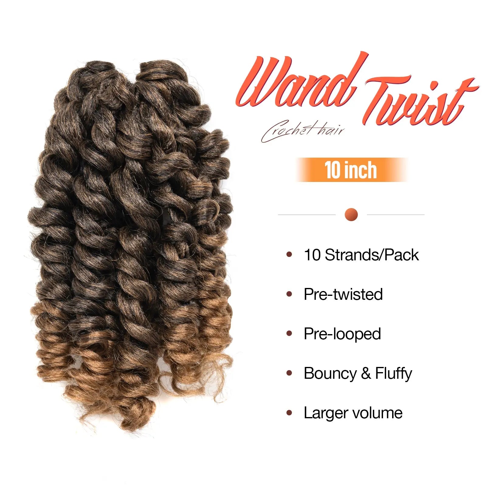 Clearance | Toyotress Wand Twist Crochet Hair | 10-12 Inch Natural Black Pre-twisted Jamaican Bounce Wand Twist Crochet Braids Synthetic Braiding Hair Extensions Toyotress